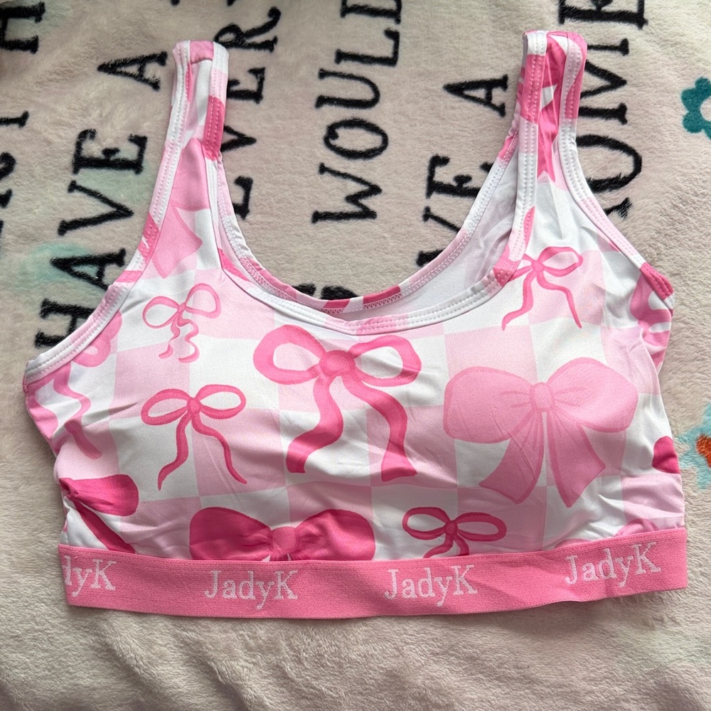 JadyK Pink Bow Checkered Arya Bralette